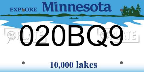 020BQ9 Minnesota License Plate
