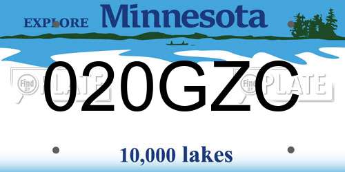 020GZC Minnesota License Plate