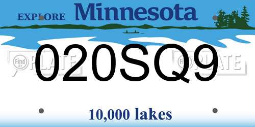 020SQ9 Minnesota License Plate