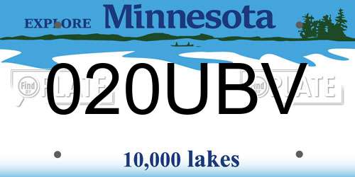020UBV Minnesota License Plate