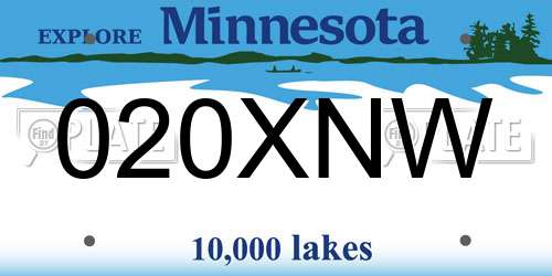 020XNW Minnesota License Plate