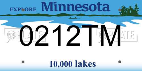 0212TM Minnesota License Plate