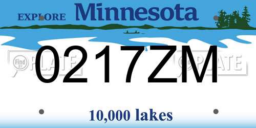 0217ZM Minnesota License Plate