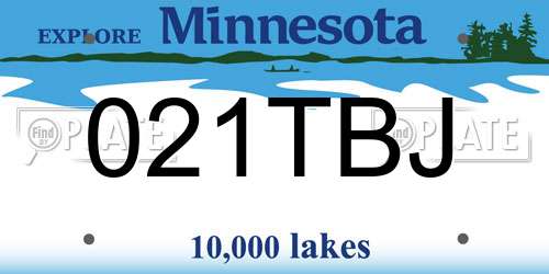 021TBJ Minnesota License Plate