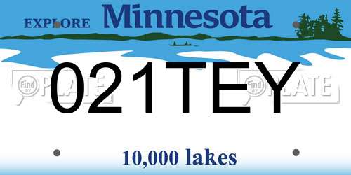 021TEY Minnesota License Plate