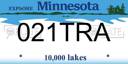 021TRA Minnesota License Plate