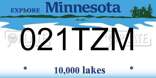 021TZM Minnesota License Plate
