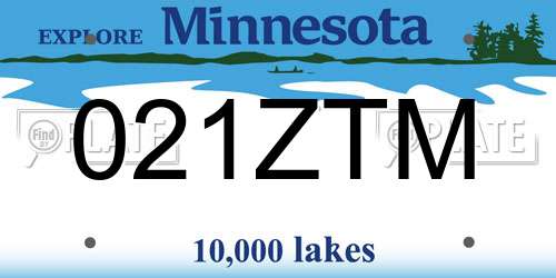 021ZTM Minnesota License Plate