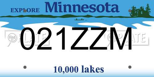021ZZM Minnesota License Plate