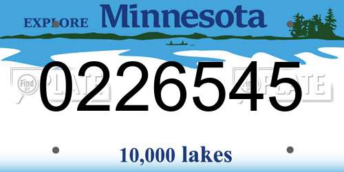 0226545 Minnesota License Plate