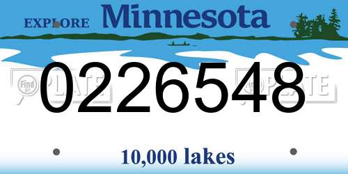 0226548 Minnesota License Plate