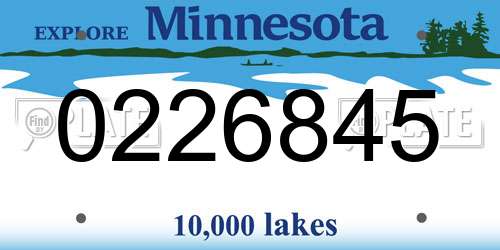 0226845 Minnesota License Plate