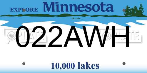 022AWH Minnesota License Plate