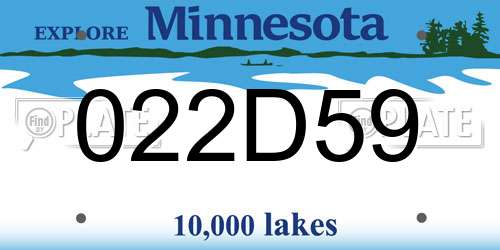 022D59 Minnesota License Plate