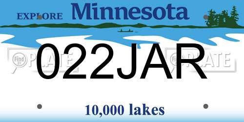 022JAR Minnesota License Plate
