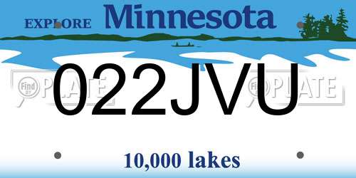 022JVU Minnesota License Plate