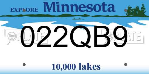 022QB9 Minnesota License Plate