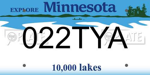 022TYA Minnesota License Plate