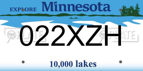 022XZH Minnesota License Plate