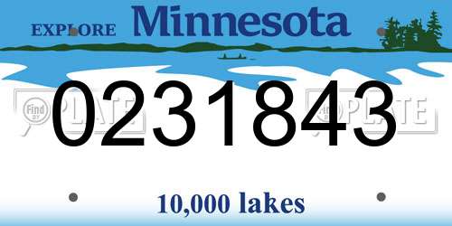 0231843 Minnesota License Plate