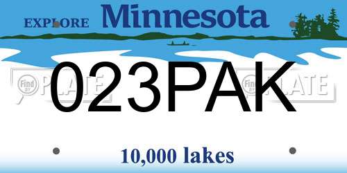 023PAK Minnesota License Plate