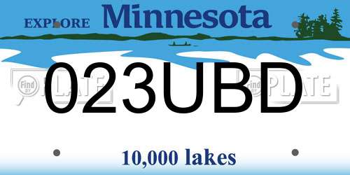 023UBD Minnesota License Plate