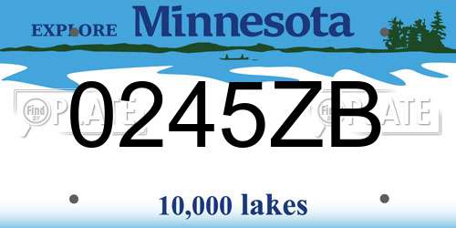 0245ZB Minnesota License Plate