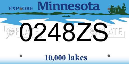 0248ZS Minnesota License Plate