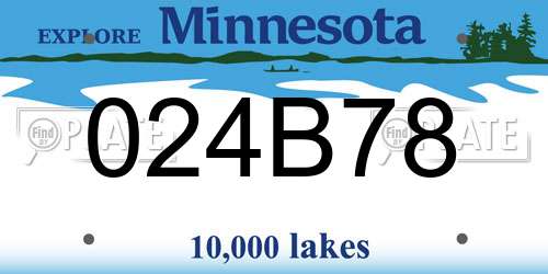 024B78 Minnesota License Plate