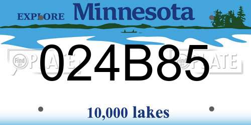 024B85 Minnesota License Plate