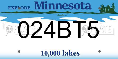 024BT5 Minnesota License Plate