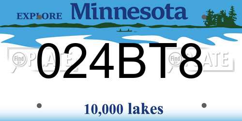 024BT8 Minnesota License Plate