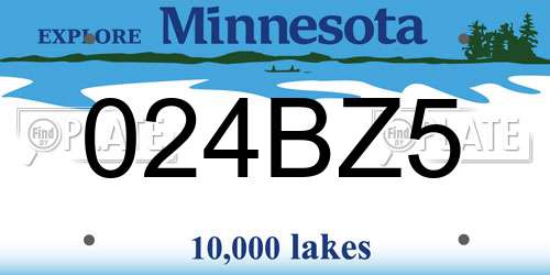 024BZ5 Minnesota License Plate