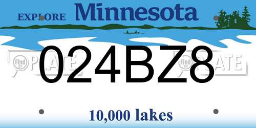 024BZ8 Minnesota License Plate