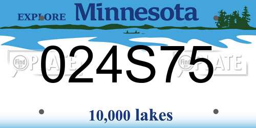 024S75 Minnesota License Plate