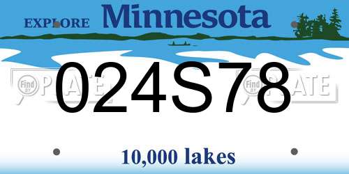 024S78 Minnesota License Plate