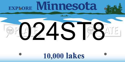 024ST8 Minnesota License Plate