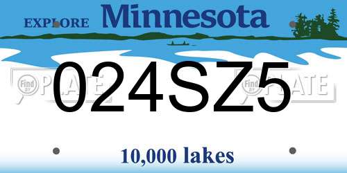 024SZ5 Minnesota License Plate