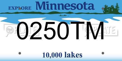 0250TM Minnesota License Plate