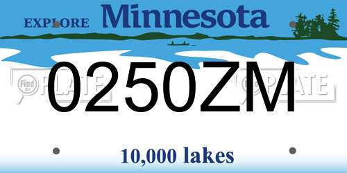 0250ZM Minnesota License Plate