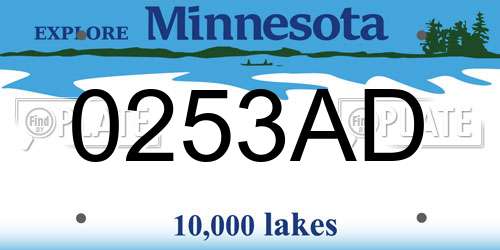0253AD Minnesota License Plate