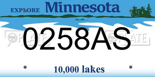 0258AS Minnesota License Plate