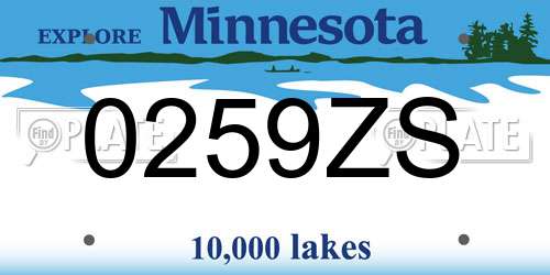 0259ZS Minnesota License Plate