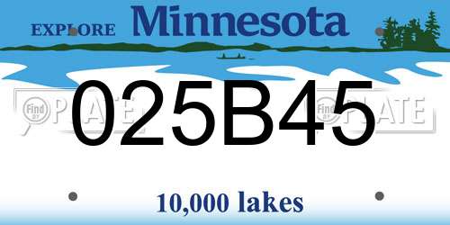 025B45 Minnesota License Plate