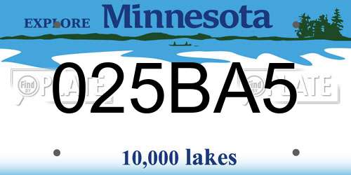 025BA5 Minnesota License Plate