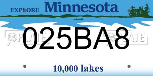 025BA8 Minnesota License Plate