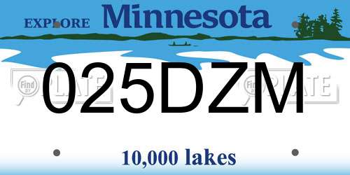 025DZM Minnesota License Plate