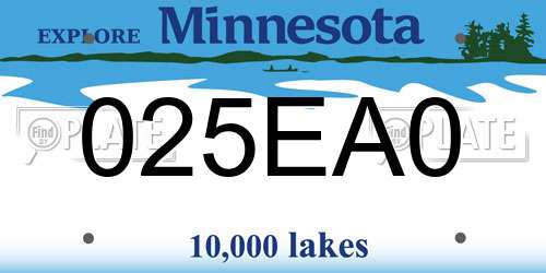 025EA0 Minnesota License Plate