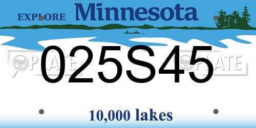 025S45 Minnesota License Plate