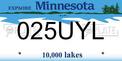 025UYL Minnesota License Plate